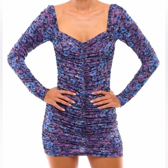 ROTATE | BIRGER CHRISTENSEN Floral Printed Halterneck Ruched Mini Dress | Small - Picture 1 of 16